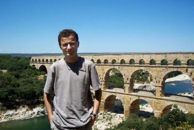 Jean-Marc in front of Pont du Gard, France